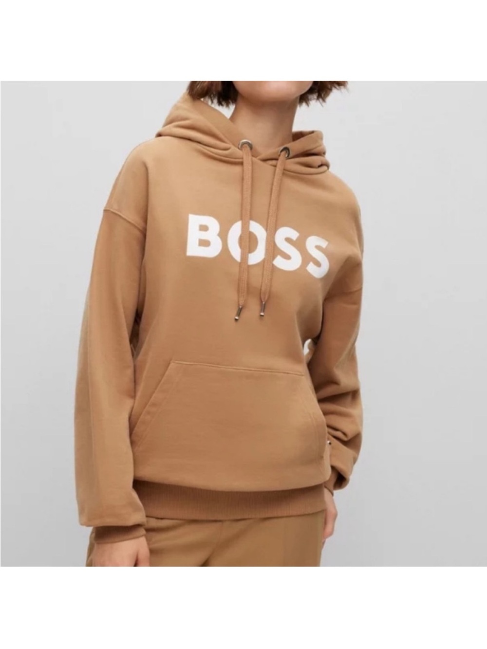 Boss COTTON-BLEND
HOODIE
WITH CONTRAST LOGO
Regular fit Light Brown size S